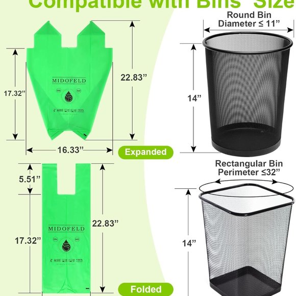 2.6 Gallon Compostable Bags, Biodegradable Small Trash Bags 100 Count Waste Bags - Picture 2 of 8